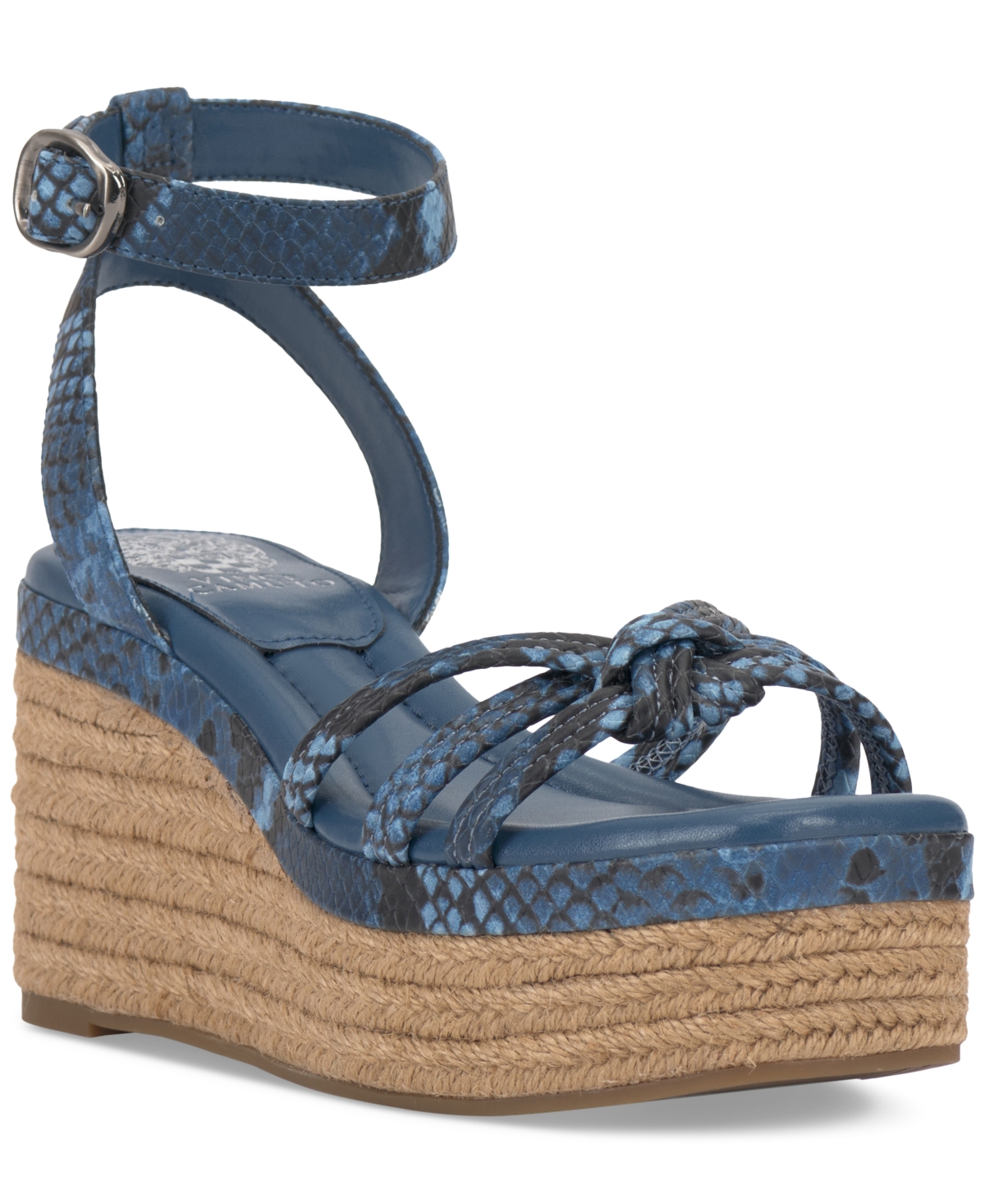 Shop Vince Camuto Women's Loressa Strappy Platform Wedge Sandals In Light Elemental Blue Multi