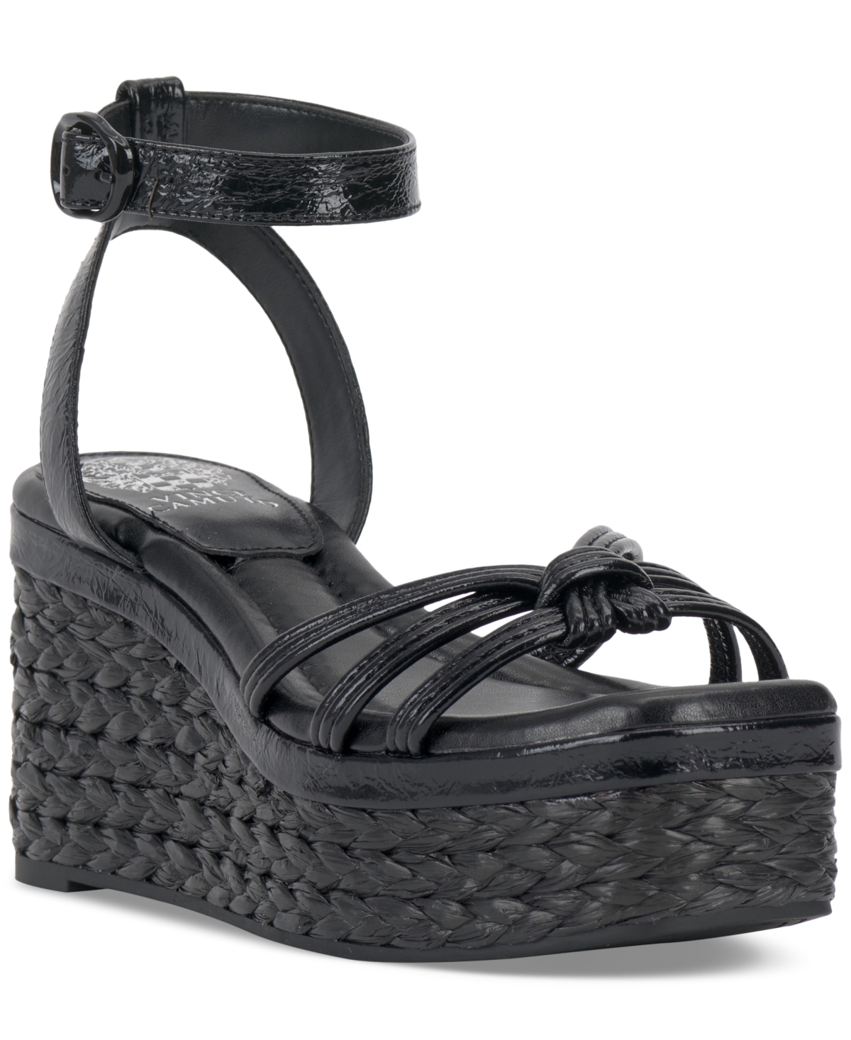 Shop Vince Camuto Women's Loressa Strappy Platform Wedge Sandals In Jet Black