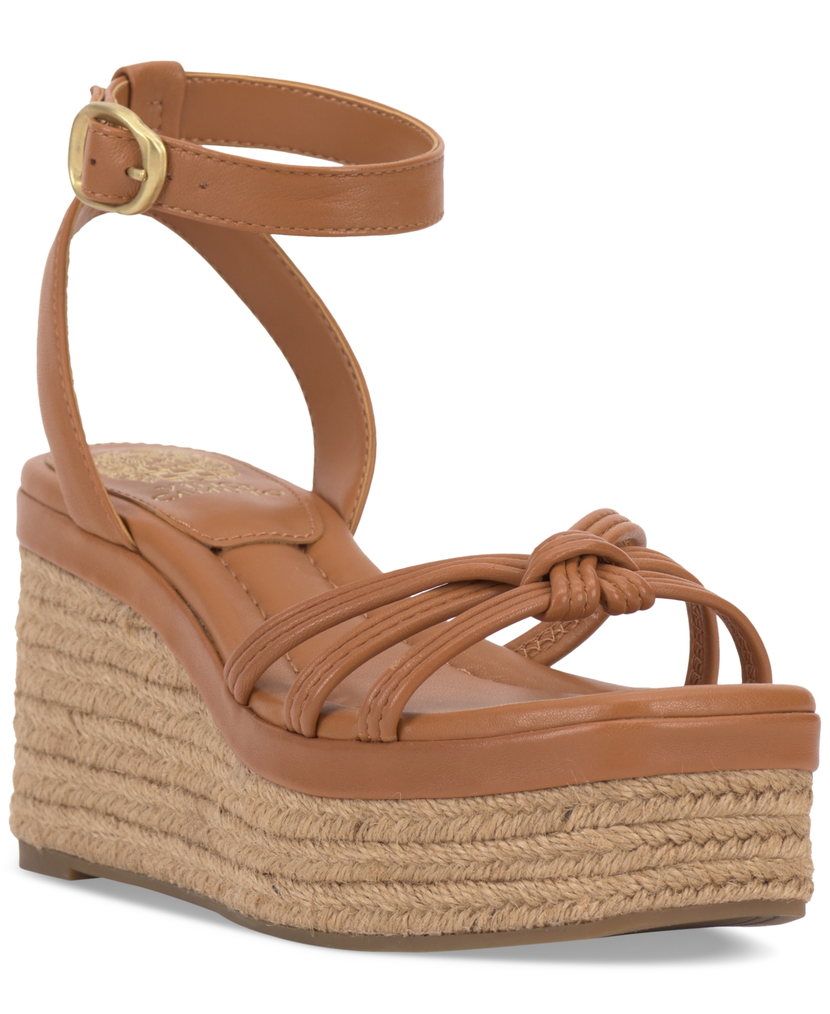 Shop Vince Camuto Women's Loressa Strappy Platform Wedge Sandals In Golden Walnut