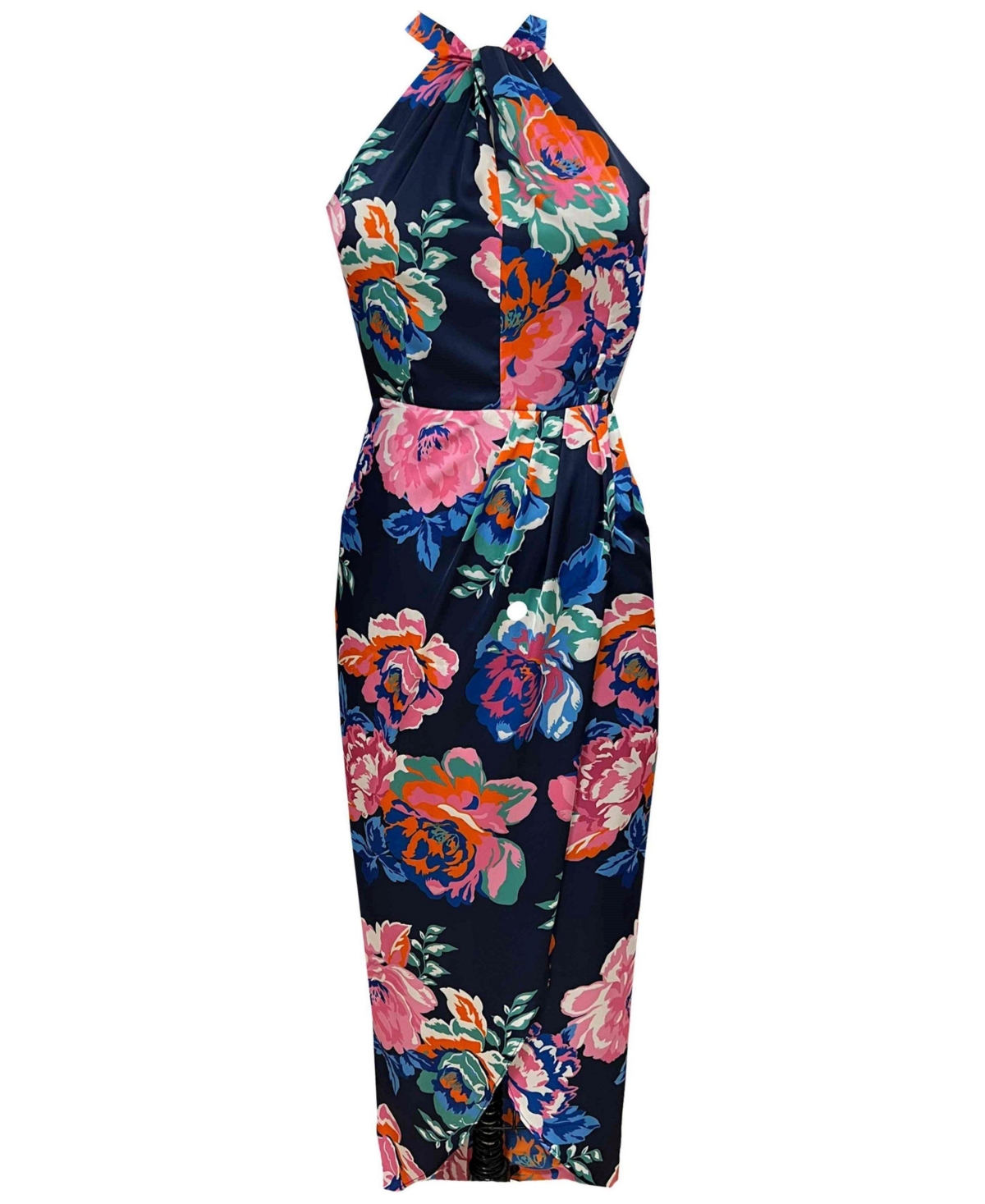 Shop Julia Jordan Women's Floral-print Halter-neck Sleeveless Maxi Dress In Navy,multi