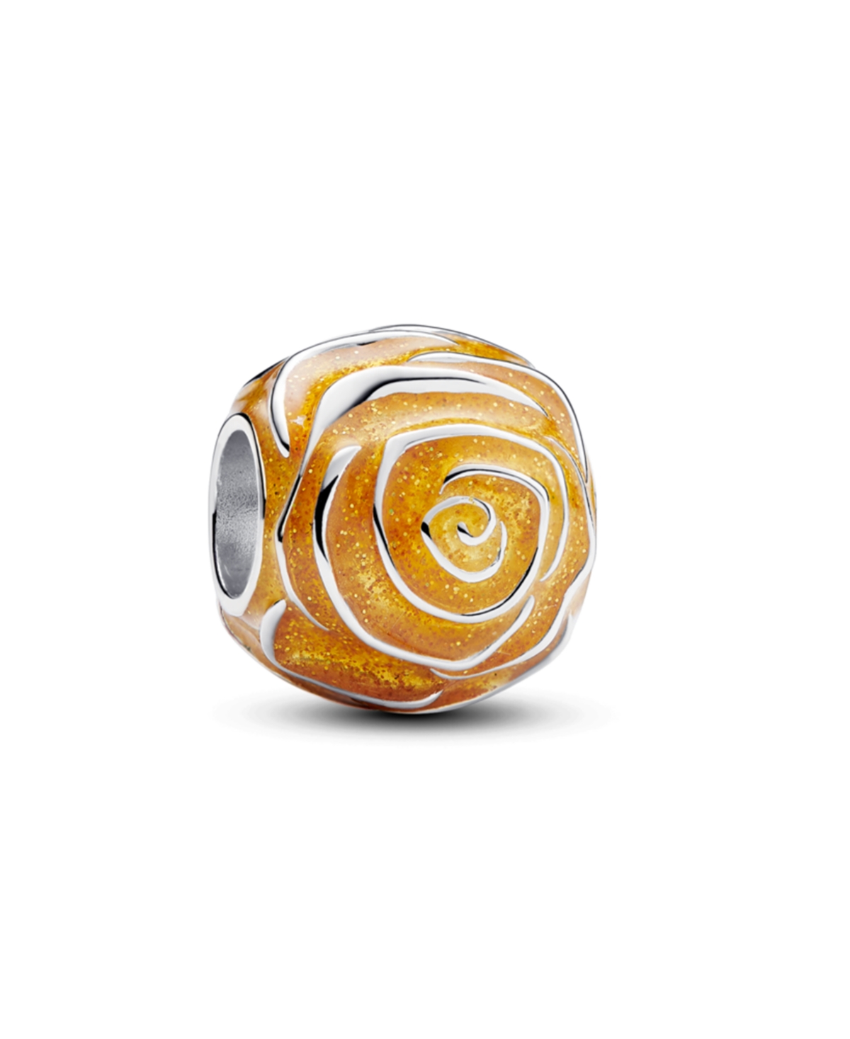 Rose in Bloom Charm in Sterling Silver - Yellow