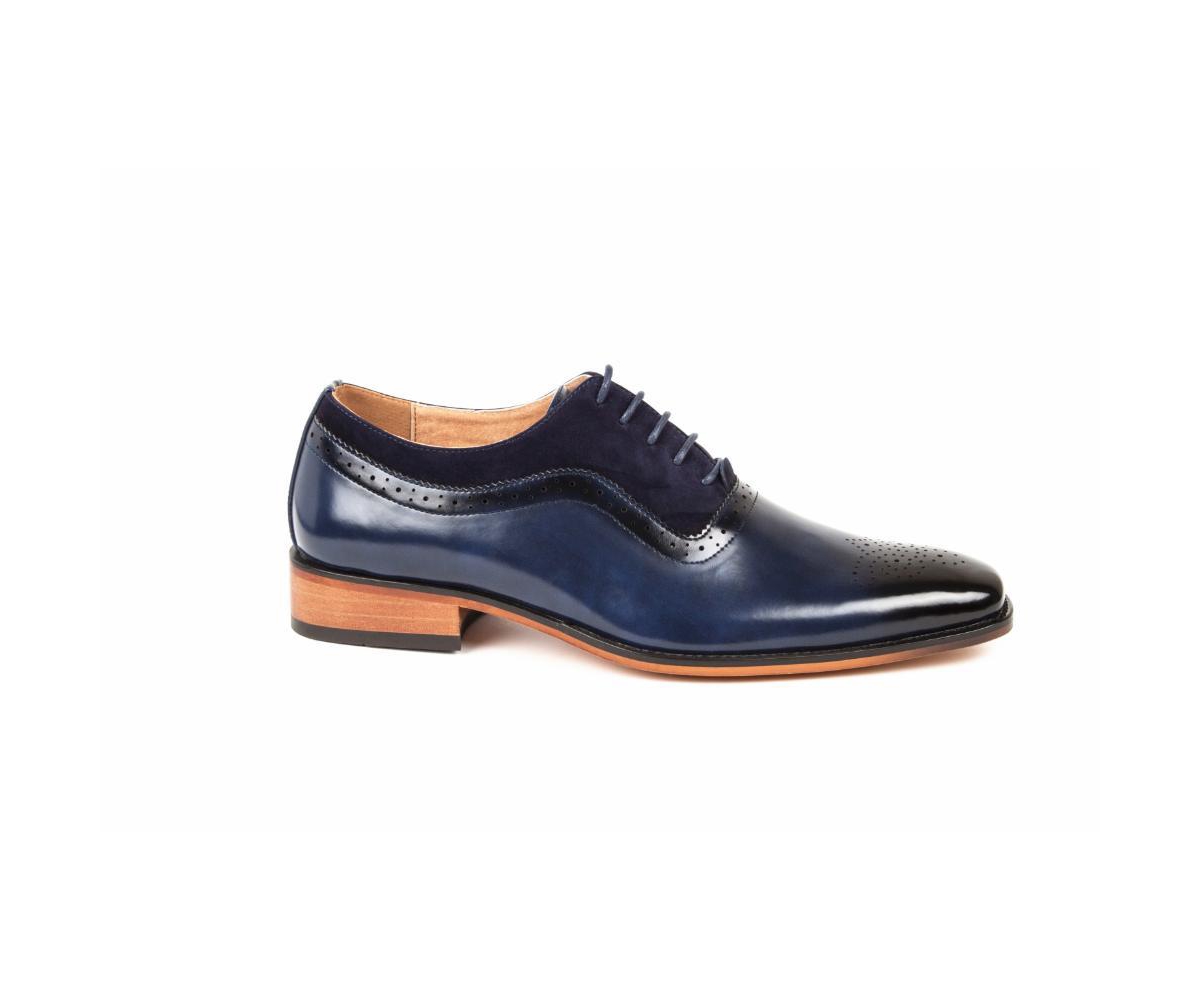 Gino Vitale Men s Lace Up Medallion Toe Dress Oxfords Shoes Blue