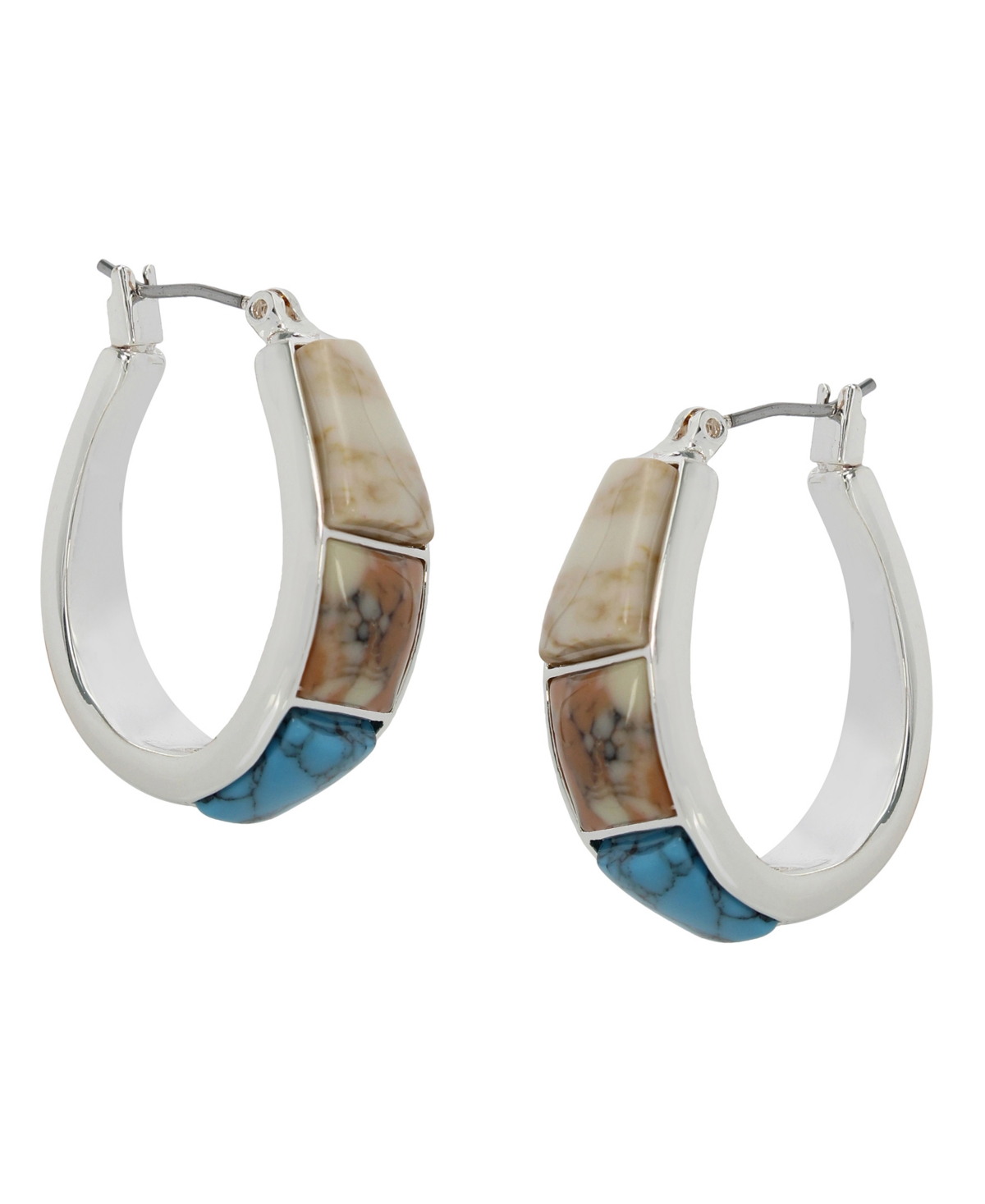 Robert Lee Morris Soho Semi-Precious Mixed Stone Hoop Earrings - Silver