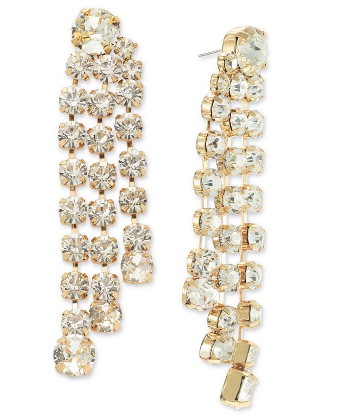 I.N.C. International Concepts Gold-Tone Crystal Layered Drop Earrings ...