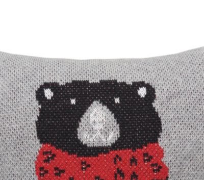 Winter Black Bear Small Christmas Accent Pillow, 10" x 10"