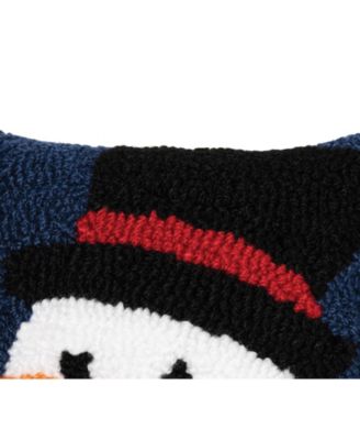 Christmas Snowman Wishes Mini Hooked Accent Pillow 8" x 8"