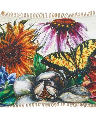 Botanical Floral Spring Printed and Embellished Spring Easter Themed Decorative Accent Pillow, 14" x 22"