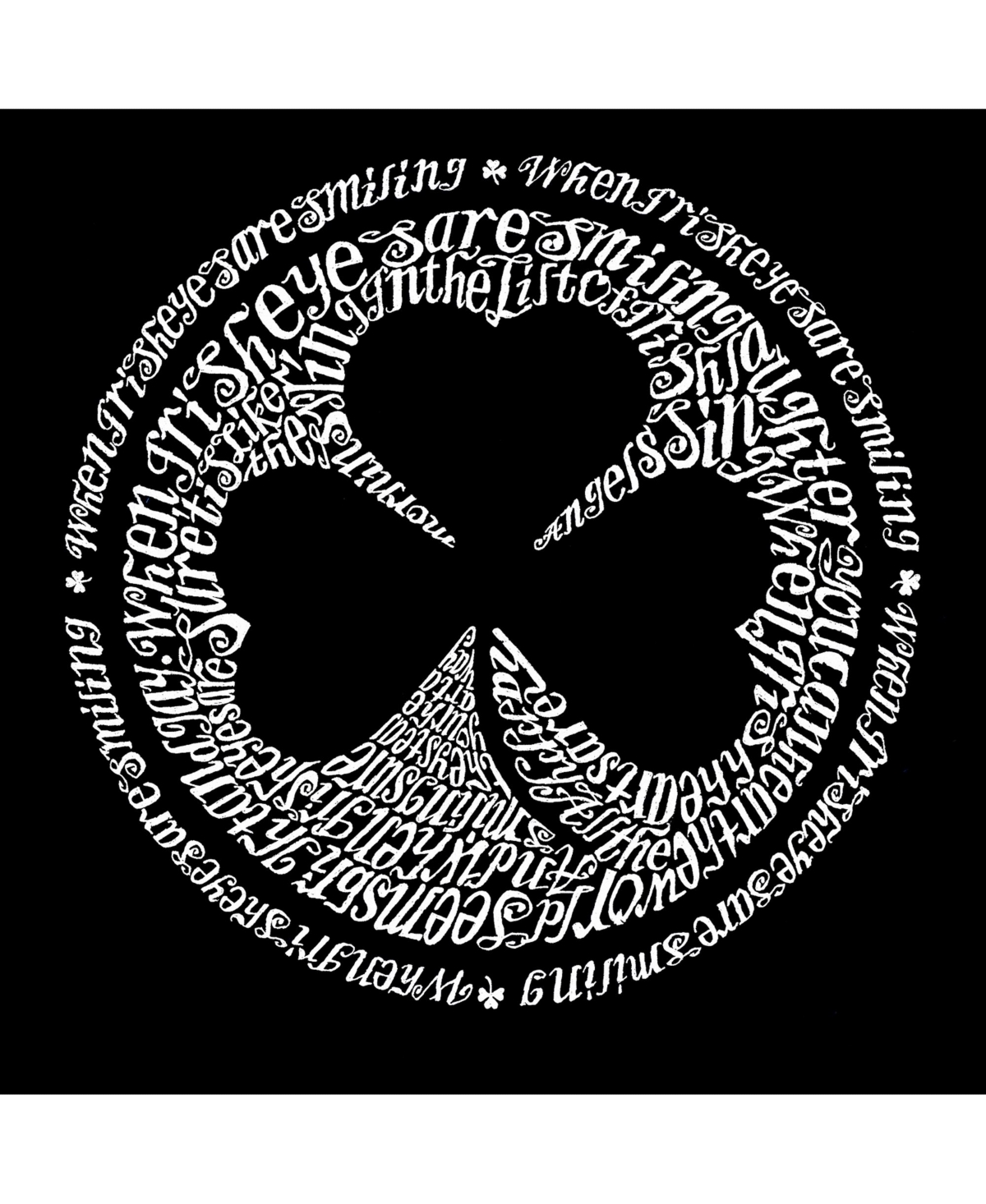 Girl's Word Art T-shirt - Lyrics To When Irish Eyes Are Smiling
