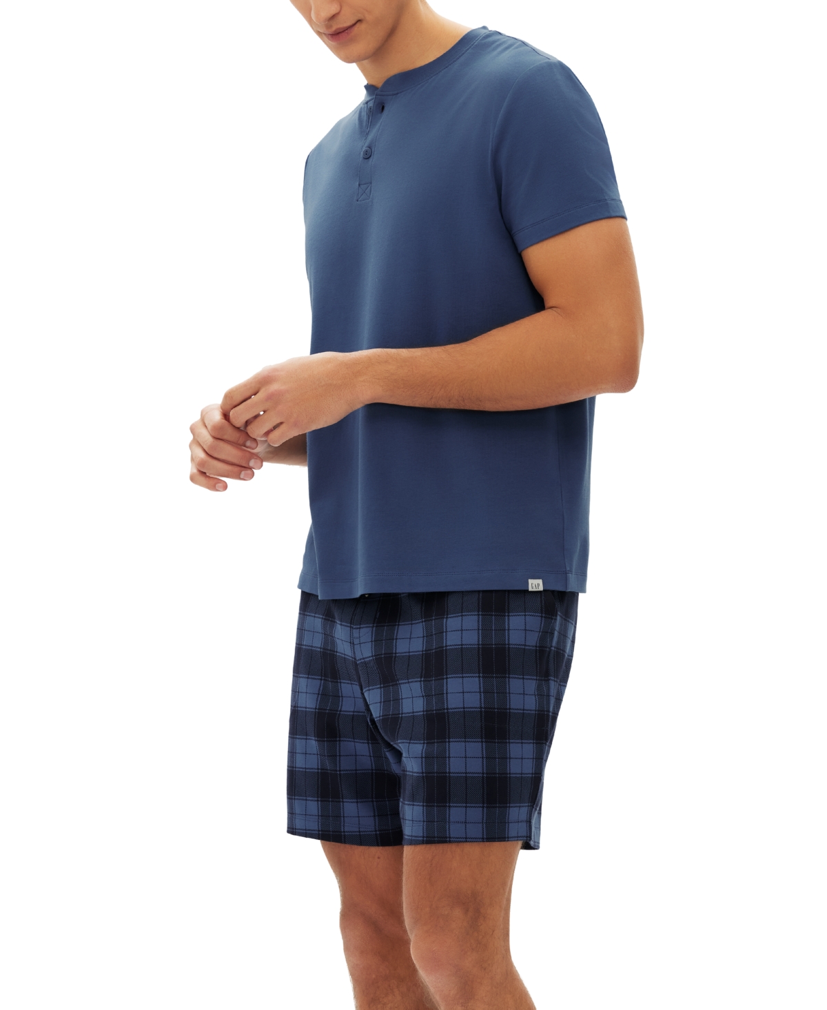Shop Gap Men's 2-pc. Solid Henley & Plaid Pajama Shorts Set In Assorted