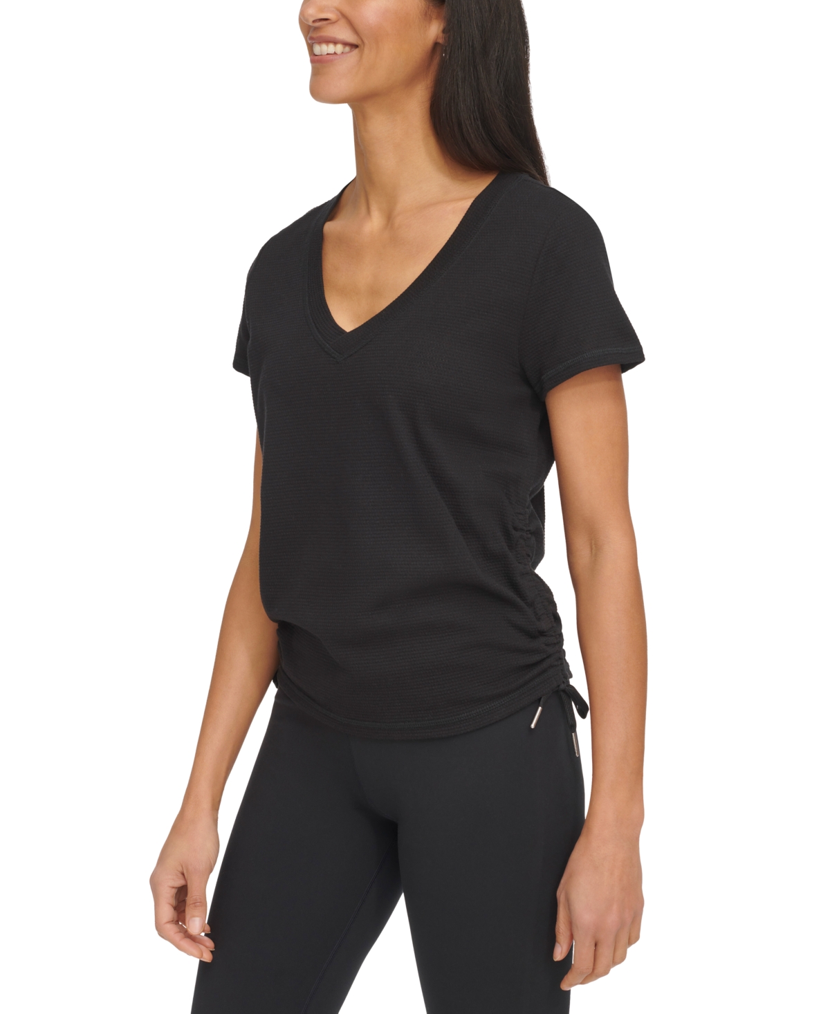Calvin Klein Women's Drawstring-ruched Textured Top