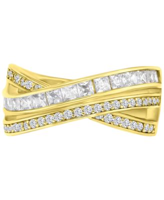 Macy's - Cubic Zirconia Princess & Round Double Row Crossover Statement Ring