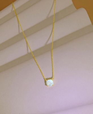 Lab-Grown Opal Cushion Cut Solitaire 18" Pendant Necklace (5/8 ct. t.w.)