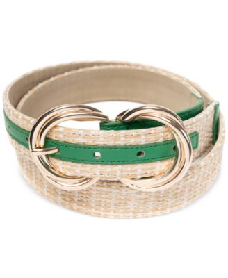 Style & Co - Women's Mixed-Media Double-Buckle Belt