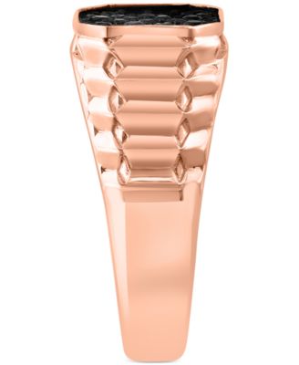 EFFY&reg; Men's Ruby Cluster Ridge Texture Ring (1-1/20 ct. t.w.) in 14k Rose Gold-Plated Sterling Silver