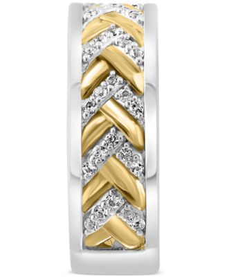 EFFY&reg; Men's Black Spinel Chevron Band (1-1/20 ct. t.w.) in Sterling Silver (Also in White Topaz)