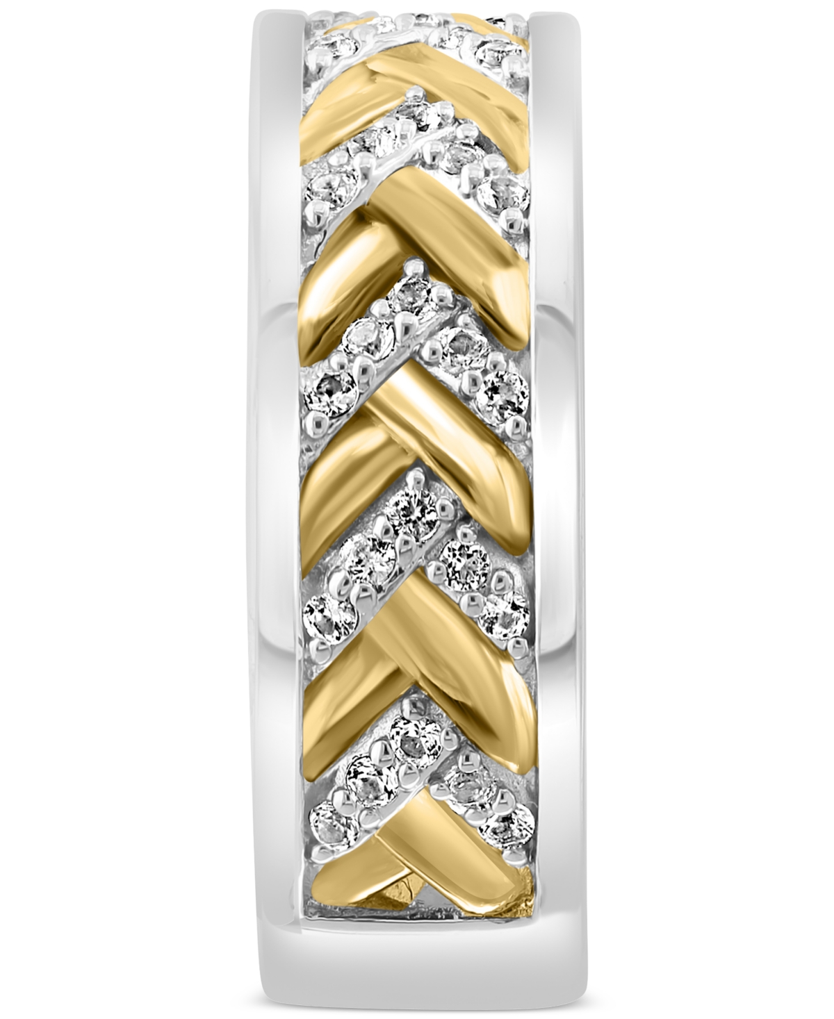 Effy Men's Black Spinel Chevron Band (1-1/20 ct. t.w.) (Also in White Topaz) - Sterling Silver