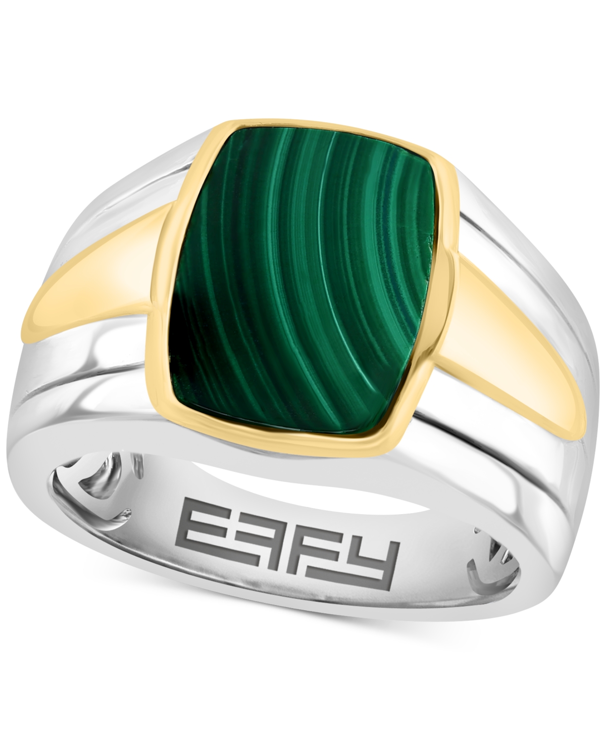 Effy Collection Effy Men's Malachite Ring In Sterling Silver & 14k Gold-plate