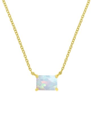 Lab-Grown Opal Rectangle Cut Solitaire 18" Pendant Necklace (1 ct. t.w.)
