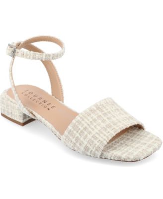 Women's Adleey Ankle Strap Tweed Block Heel Sandals