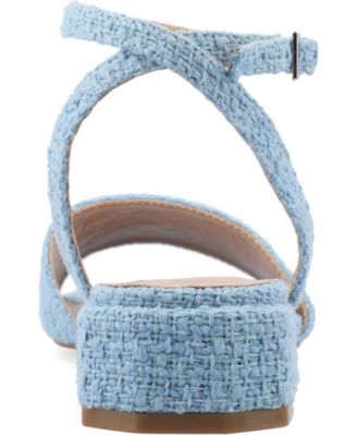 Women's Adleey Ankle Strap Tweed Block Heel Sandals