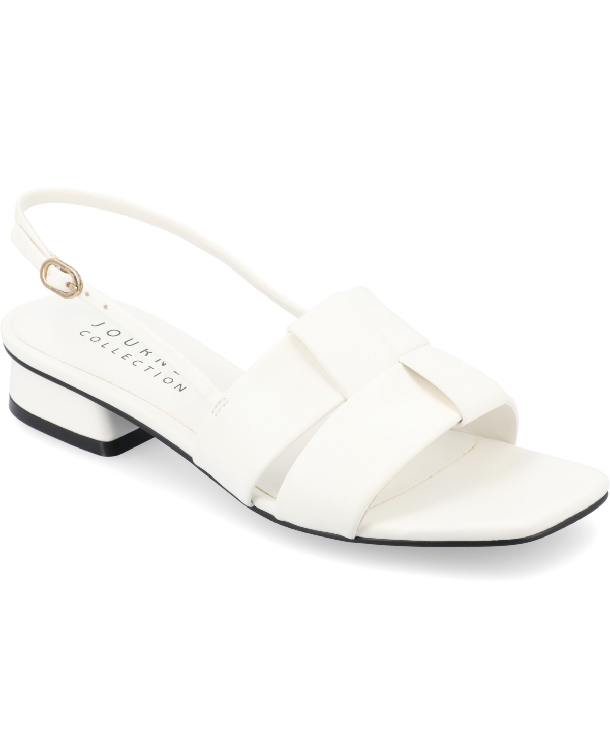 Journee Collection Women's Tabatha Block Heel Slingback Flat Sandals In White