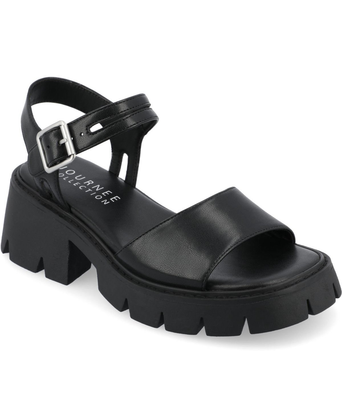 Journee Collection Women's Tillee Treaded Outsole Platform Sandals In Black
