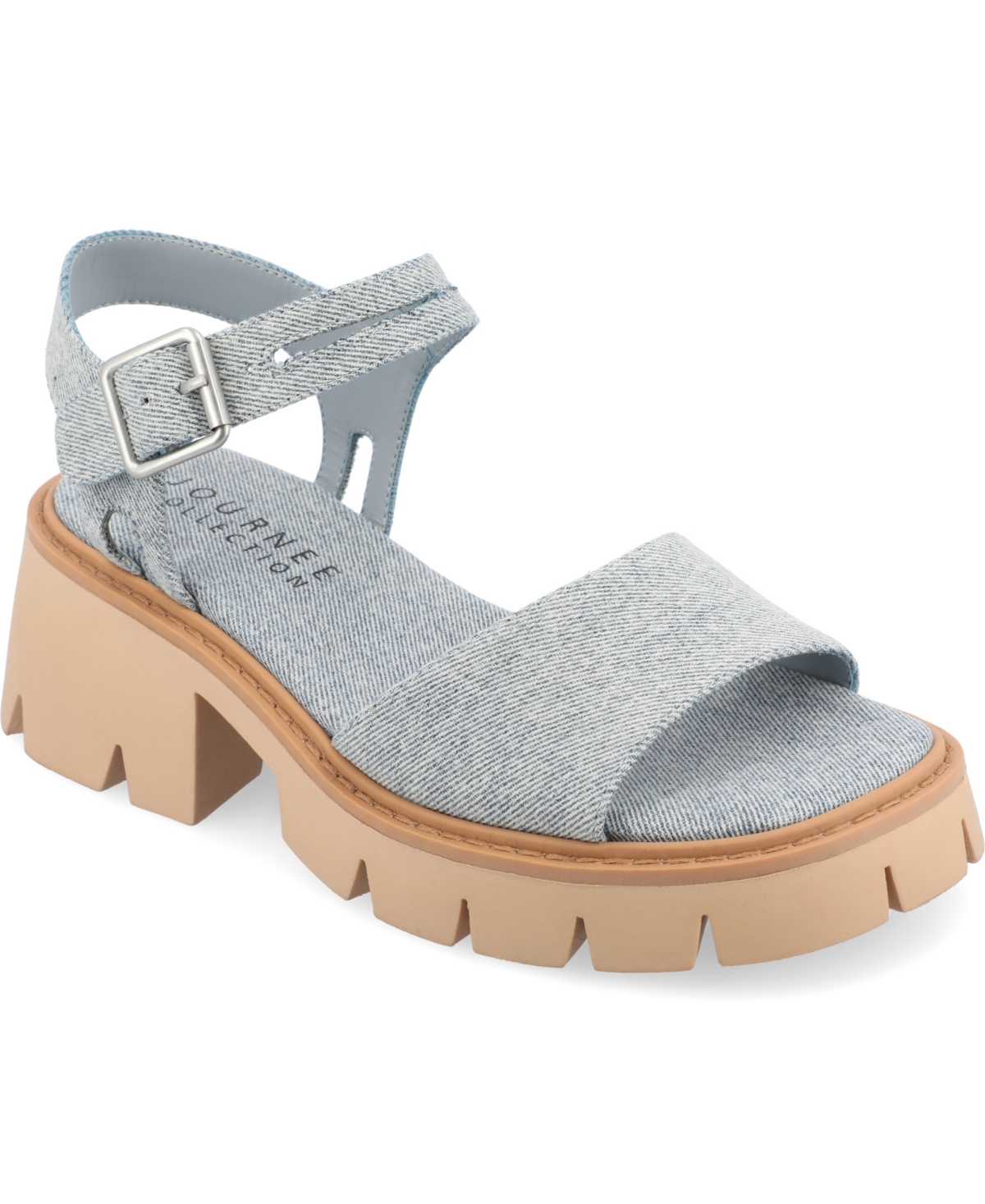 Journee Collection Women's Tillee Treaded Outsole Platform Sandals In Light Denim