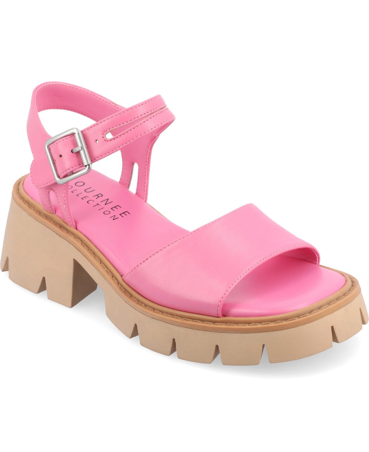 Journee Collection Women's Tillee Treaded Outsole Platform Sandals In Pink
