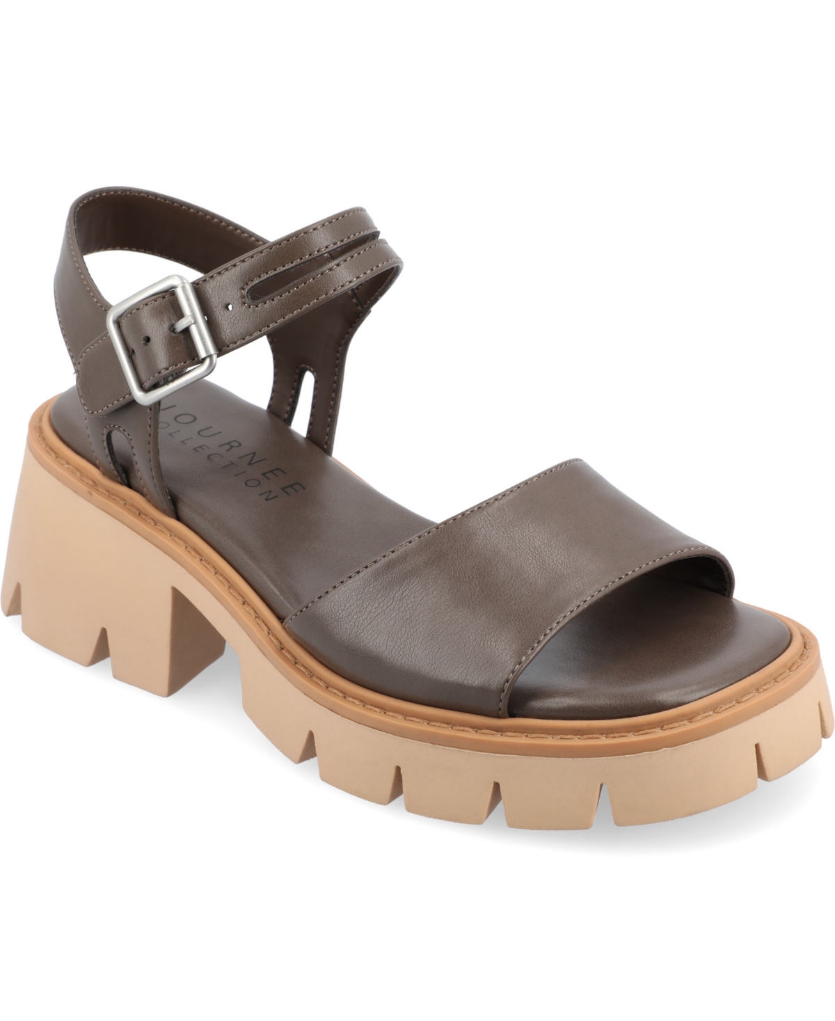 Journee Collection Women's Tillee Treaded Outsole Platform Sandals In Taupe