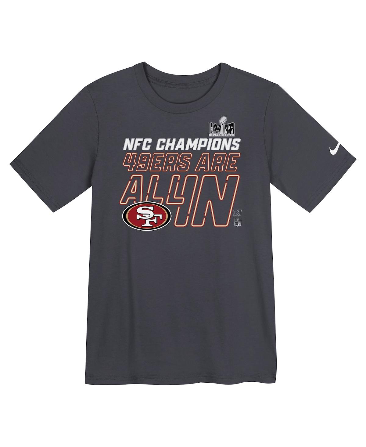 Shop Nike Little Boys And Girls  Anthracite San Francisco 49ers 2023 Nfc Champions Locker Room Trophy Coll