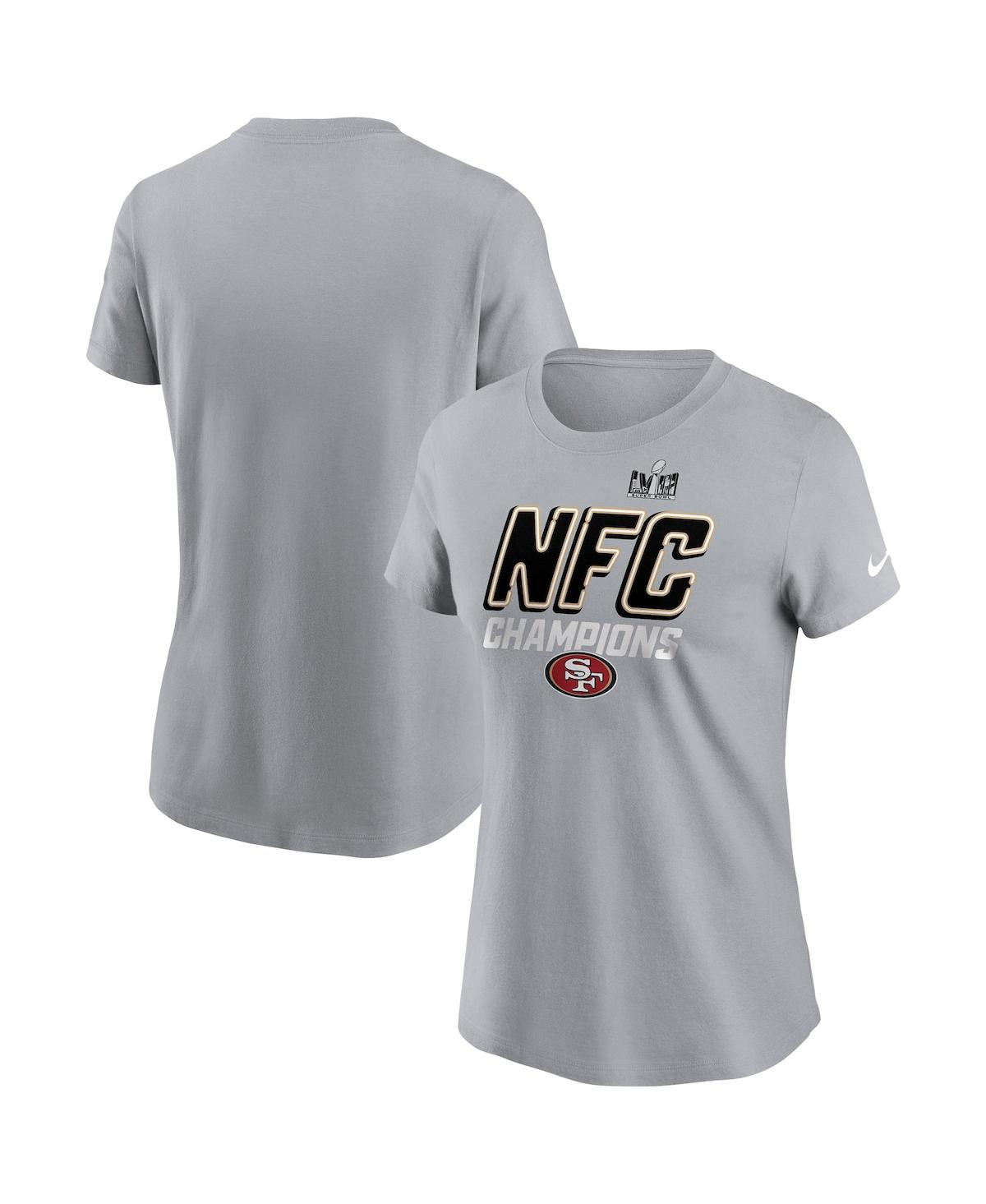 Nike Women's  Gray San Francisco 49ers 2023 Nfc Champions Iconic T-shirt
