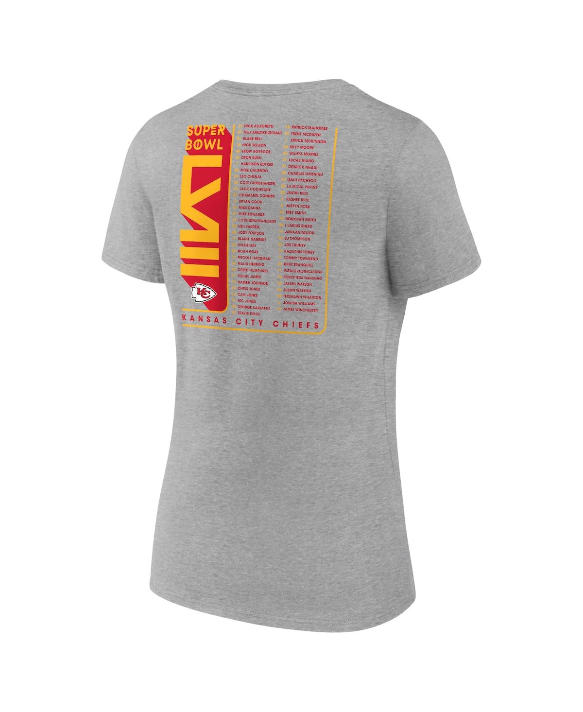 Women's Fanatics HeatherKansas City Chiefs Super Bowl Lviii Roster V-Neck T-shirt - Gray