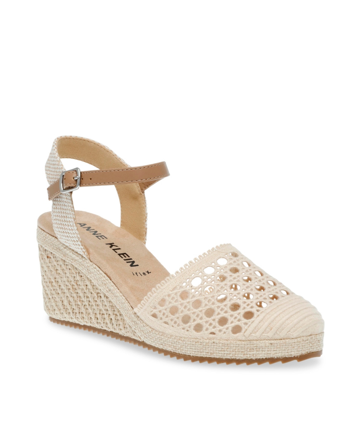 Shop Anne Klein Women's Zida Closed Toe Espadrille Wedges In Natural Woven