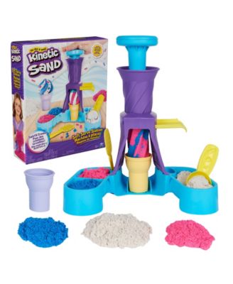 Soft Serve Station with 14 oz of Play Sand Blue, Pink and White ,2 Ice Cream Cones and 2 Tools
