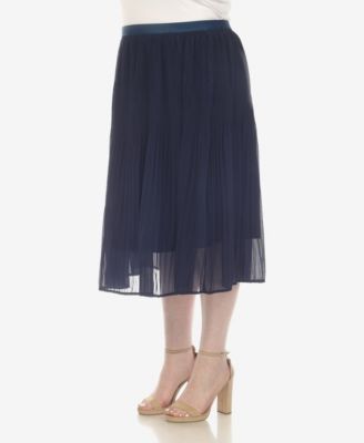 Plus Size Pleated Chiffon Midi Skirt
