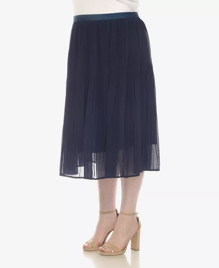 Plus Size Pleated Chiffon Midi Skirt - thumbnail 7