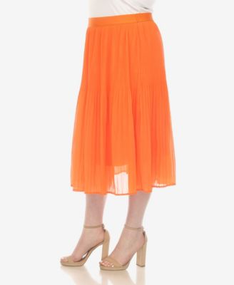 Plus Size Pleated Chiffon Midi Skirt