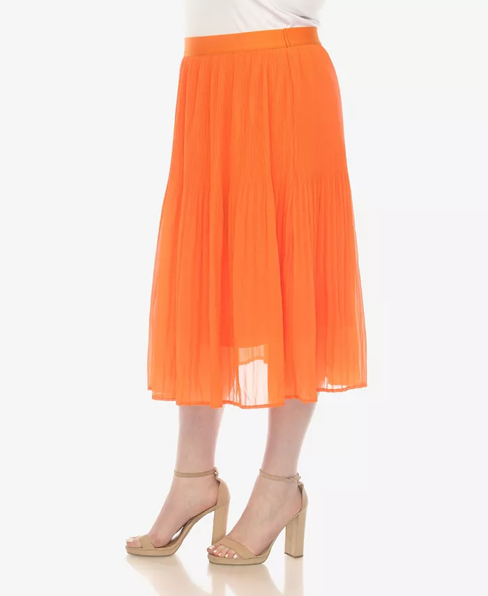Plus Size Pleated Chiffon Midi Skirt - thumbnail 3