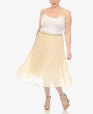 Plus Size Pleated Chiffon Midi Skirt