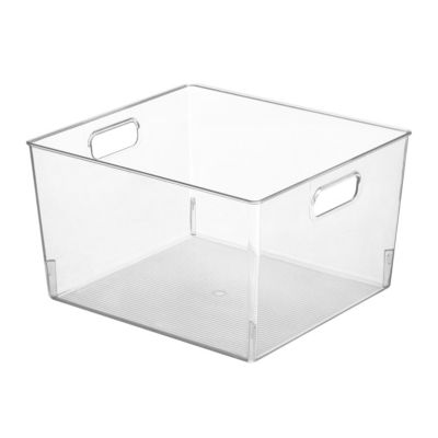 Plastic Bathroom Storage Organizer Bin with Handles, 8 Pack, Clear