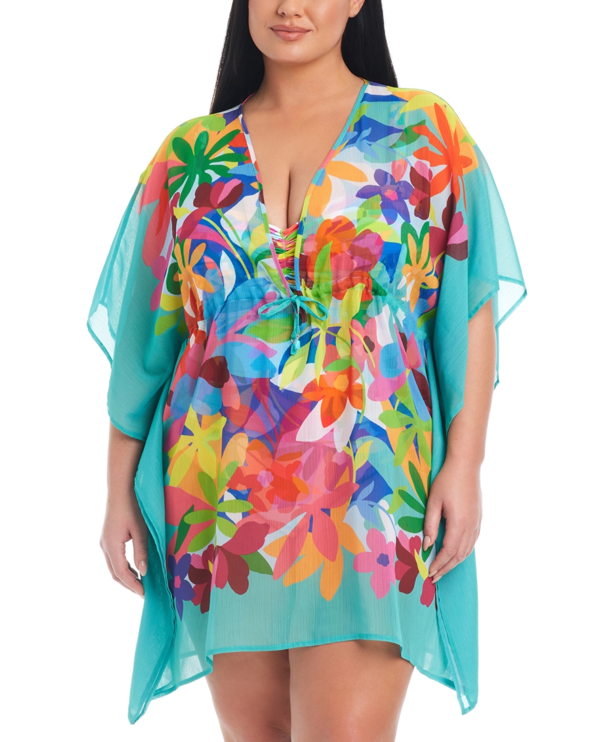 Bleu By Rod Beattie Plus Size Away We Go Caftan Cover-up In Multi
