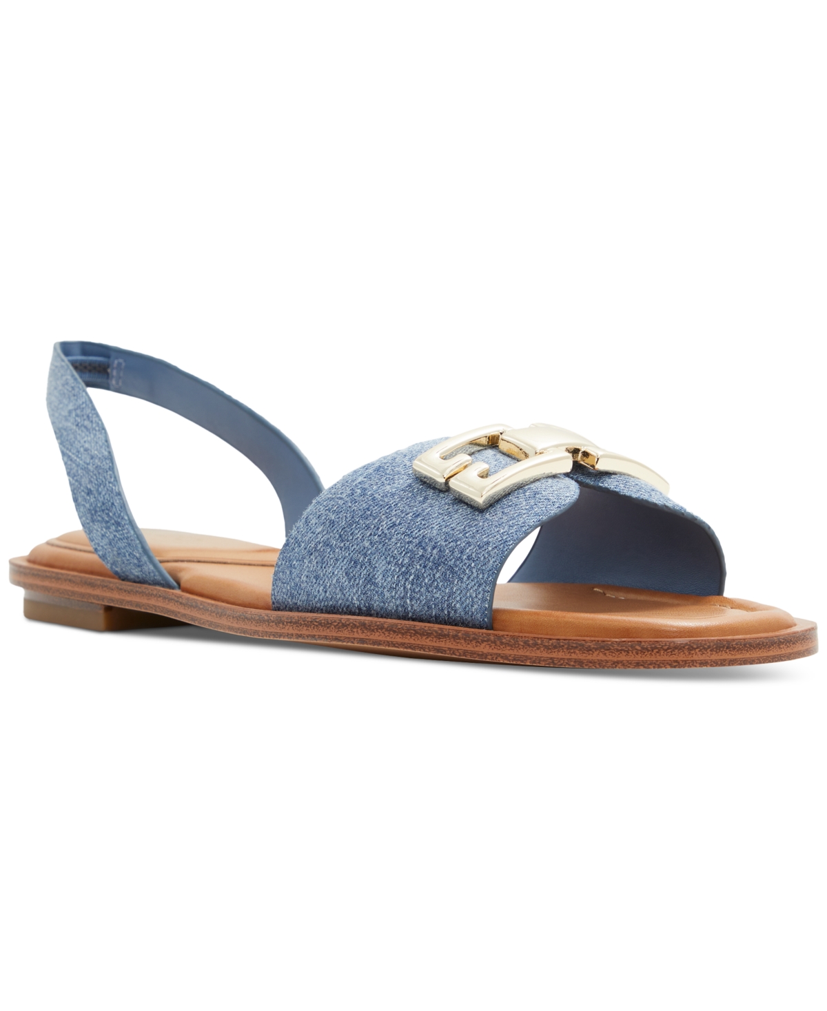 Shop Aldo Women's Agreinwan Slingback Buckle Flat Sandals In Denim Medium Blue