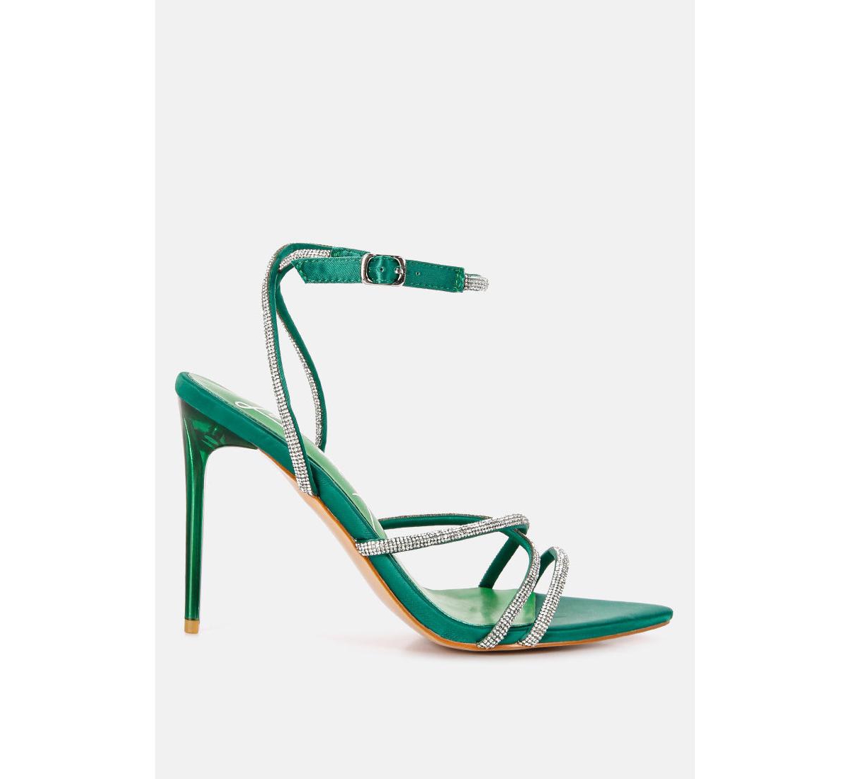 dare me rhinestone embellished stiletto sandals - Green