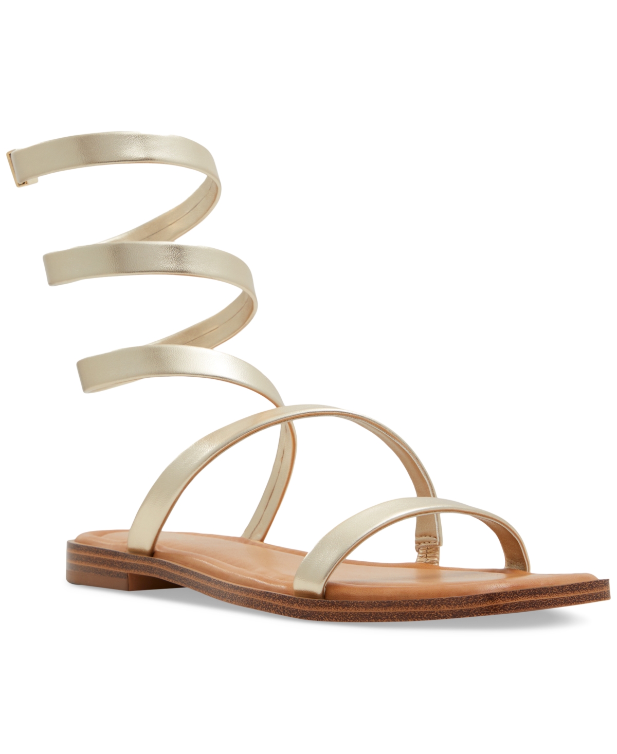 Shop Aldo Women's Spinella Strappy Ankle-wrap Flat Sandals In Gold Metallic