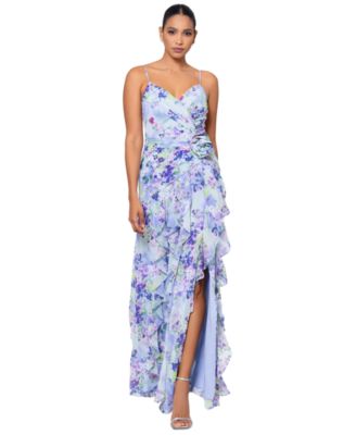 XSCAPE - Women's Floral-Print Rosette Ruffled Gown