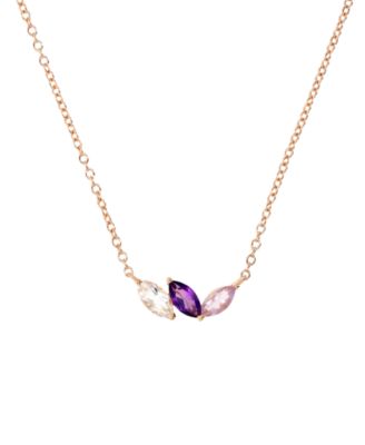 Macy's - Multi-Gemstone Marquise Trinity 18" Pendant Necklace (3/4 ct. t.w.) in 14k Rose Gold-Plated Sterling Silver