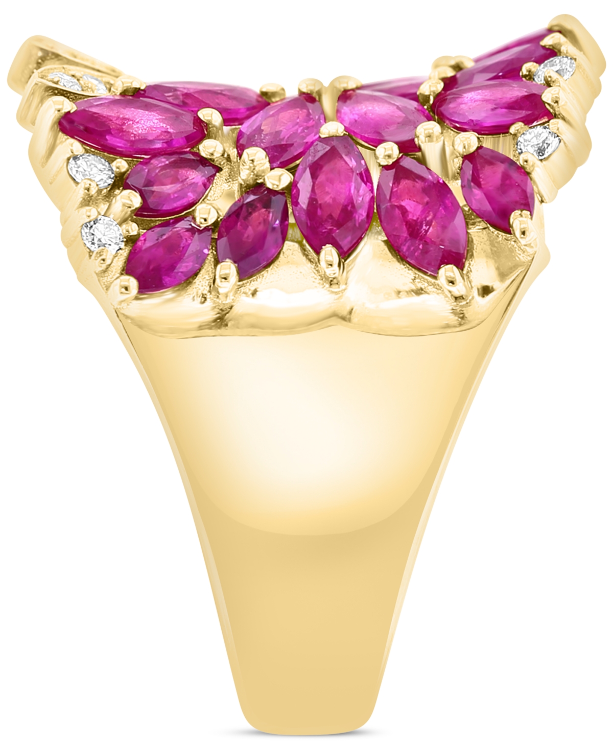 Effy Collection Effy Ruby (2-1/3 Ct. T.w.) & Diamond (2-1/3 Ct. T.w.) Marquise Floral-inspired Cluster Ring In 14k G In Pink