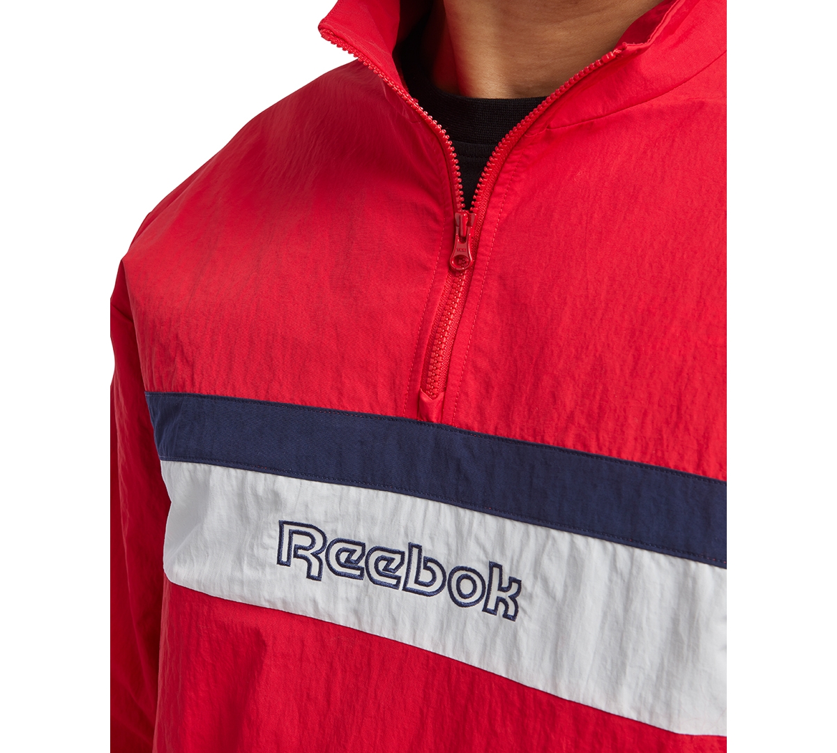 Reebok Men's Retro Colorblocked Quarter-Zip Popover -navy/white