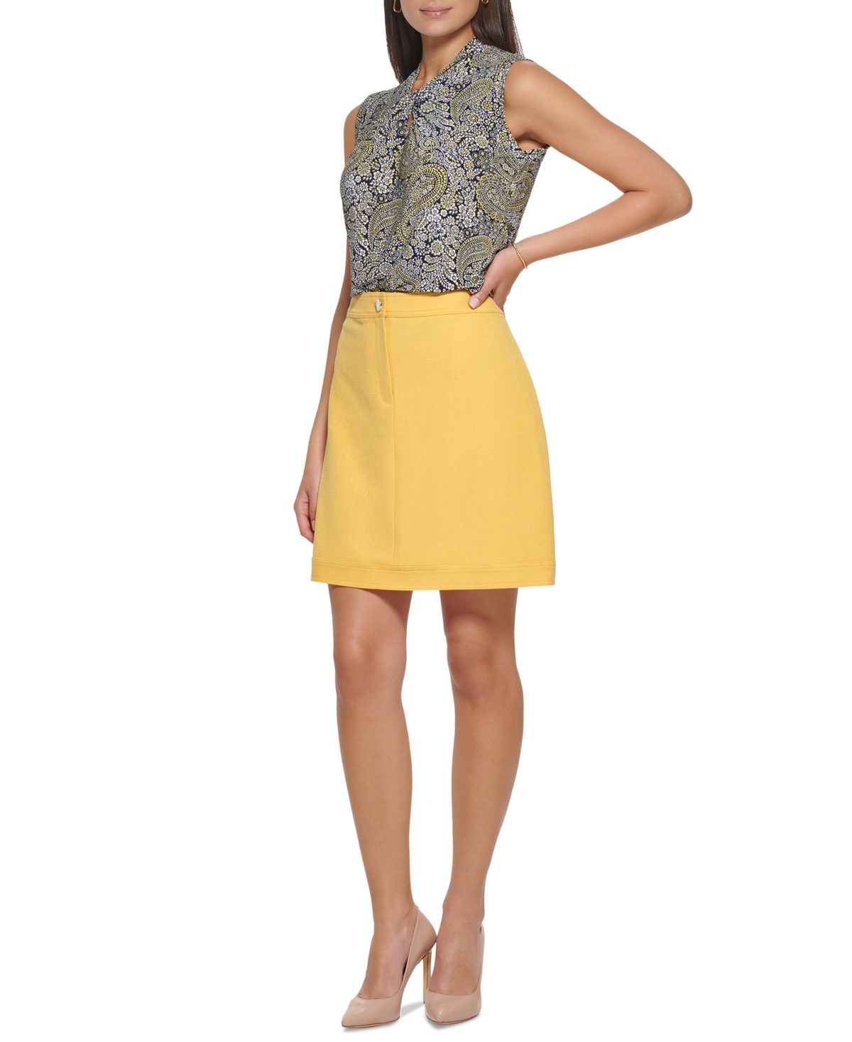 Shop Tommy Hilfiger Women's Button-front A-line Skirt In Daffodil