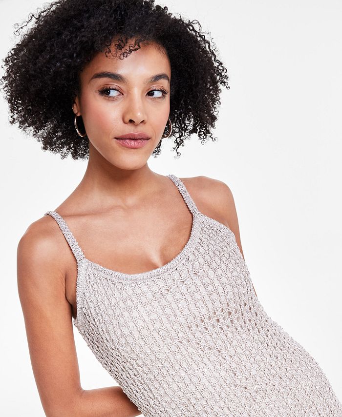 Bar III Women's Metallic Crochet Bodycon Dress, Created for Macy's - Macy's